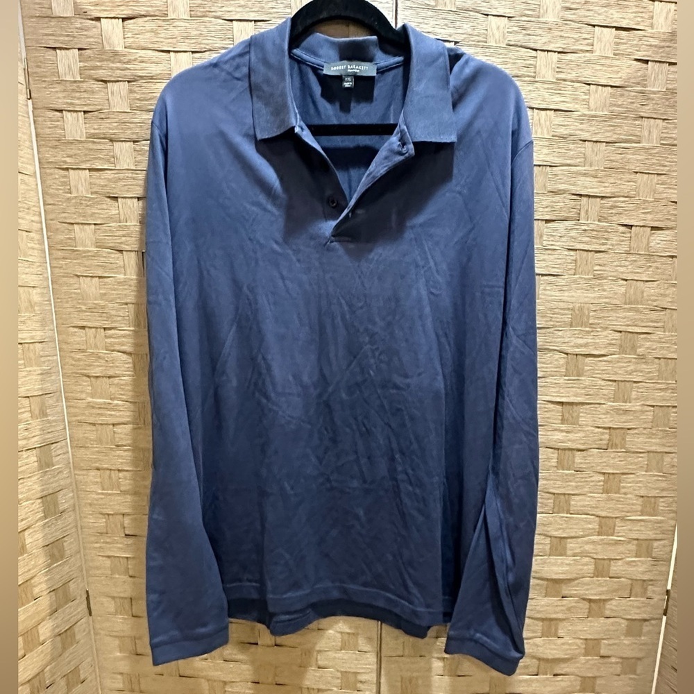 Robert Barakett Dark Blue Long Sleeve Polo Size XXL FLAWLESS 100% Pima Cotton